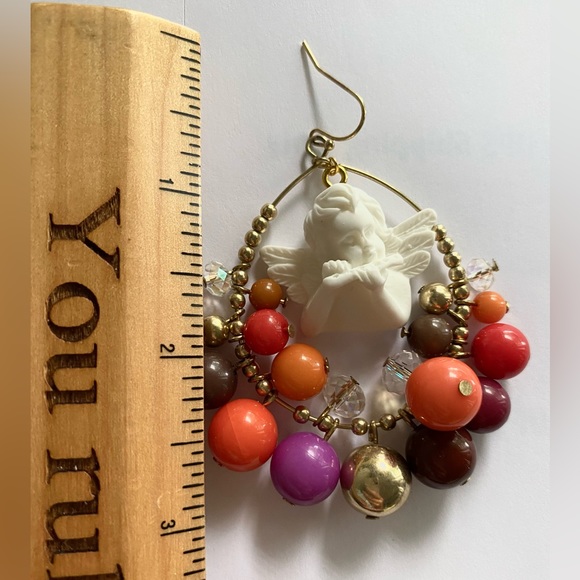 Gypsy angel Cupid cherub love bead fall autumn sweet earring chunky cluster - Picture 2 of 3